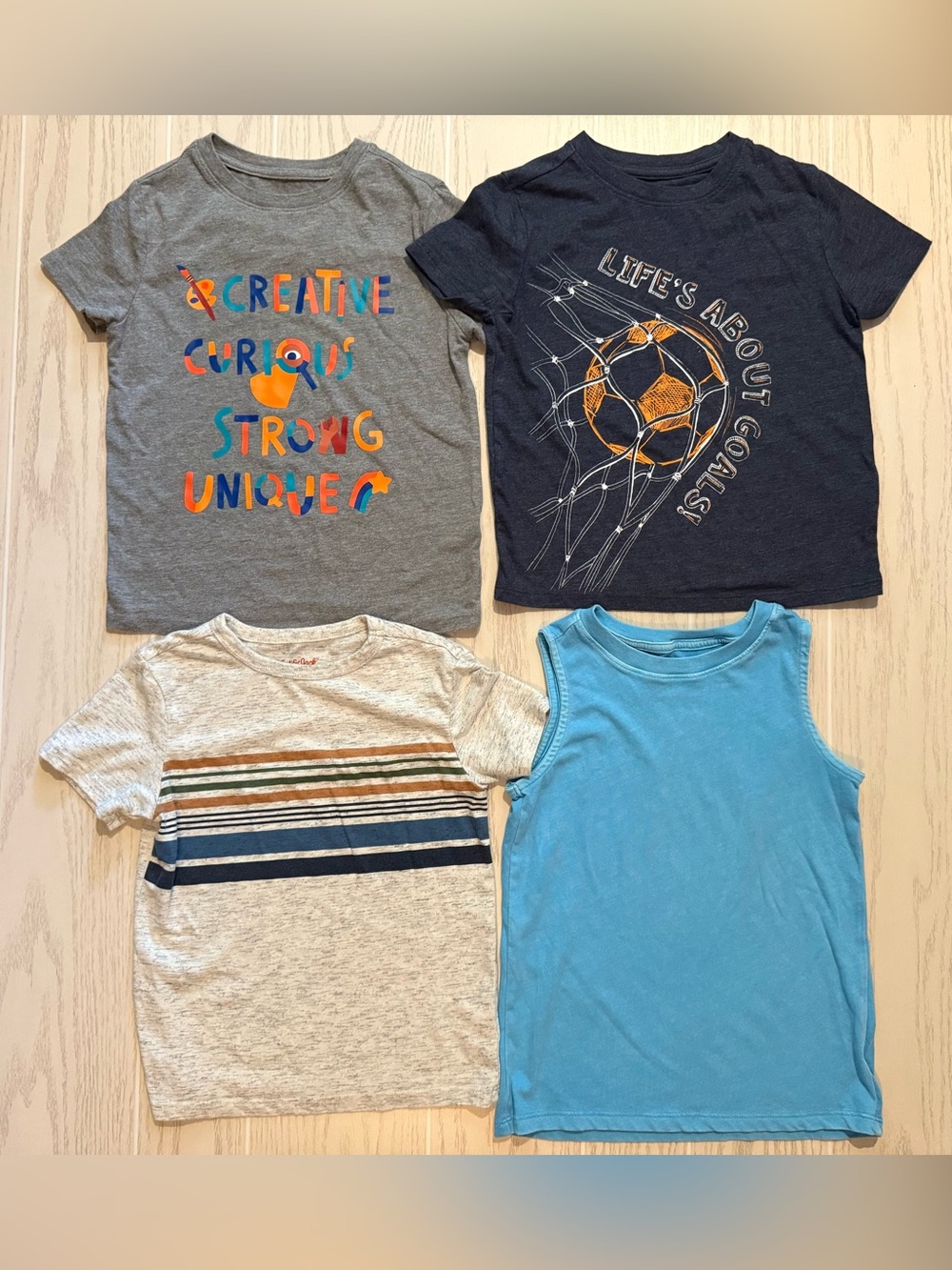 Cat‎ & Jack Boys XS 4-5 Shirt Bundle Lot Graphic Soccer Tank Tops EUC